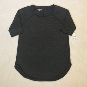 Bongo 1/4 Sleeve Grey Rounded Hem Top